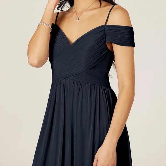 NWT Azazie Aja Dark Navy Bridesmaid Maxi Dress Size A8 - Picture 8 of 14